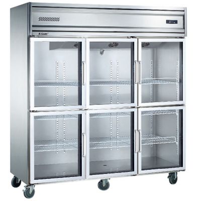 porta di vetro commerciale di capacità ultra grande del congelatore verticale del frigorifero 1350L