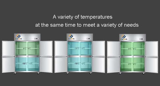 -18~-0 & 0~8 gradi 4 porte commercio verticale in arrivo congelatore 1230mm Lunghezza 680mm Larghezza 1970mm Altezza
