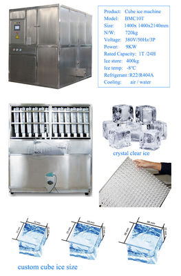 22*22*22mm Ice Cube Size Industrial Ice Cube Machine con sistema di controllo microcomputer