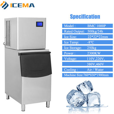 Macchina automatica di 500 kg per la fabbricazione di ghiaccio a cubo per il refrigerante commerciale R404A
