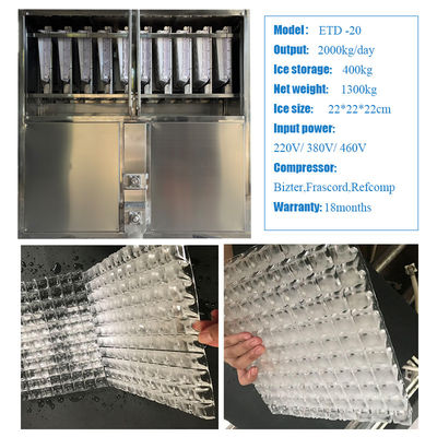 Risparmio energetico ICEMA 1T-10T Industrial Cube Ice Machine per l'industria alimentare e delle bevande