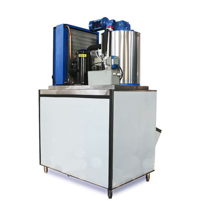 Condensazione di raffreddamento con acqua 1000 kg Macchina per la produzione di ghiaccio a fiocchi con contenitore di ghiaccio