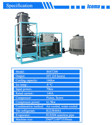 15 tonnellate macchina per ghiaccio a tubo condensatore automatico di acqua/evaporazione per l'industria delle bevande