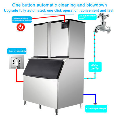 Top Vendita 1000 Kg Output Ice Cube Maker Machine Commerciale in acciaio inossidabile