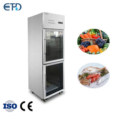 acquistare Congelatore frigorifero verticale da 0-8 gradi a 2 porte in acciaio inossidabile affiancato da 400 litri per il ristorante fabbricazione online