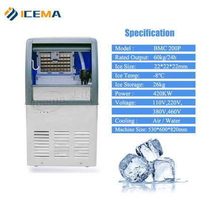 Buon prezzo macchina commerciale del cubetto di ghiaccio 60kg/24H automatica per la casa/ristorante/negozio/bere/barra in linea