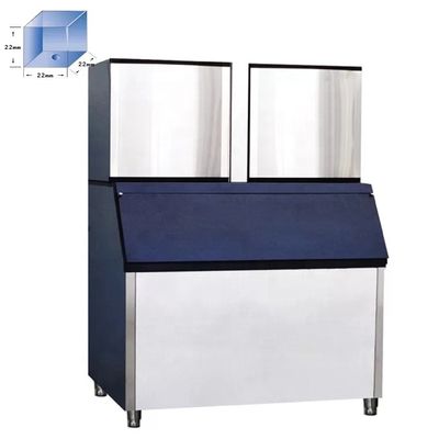 Buon prezzo 1345*1050*1950mm Macchina commerciale per la fabbricazione di ghiaccio a cubo da 1 tonnellata per bevande di vino e tè in linea